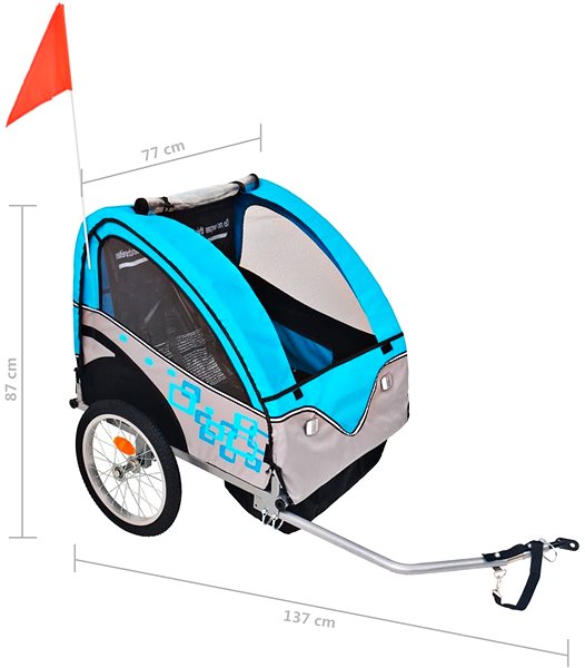 Children's bicycle trolley SHUMEE Children's bicycle trolley, grey-blue, 30 kg .