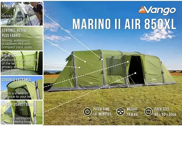 Sátor Vango Marino II Air 850XL Herbal Jellemzők/technológia