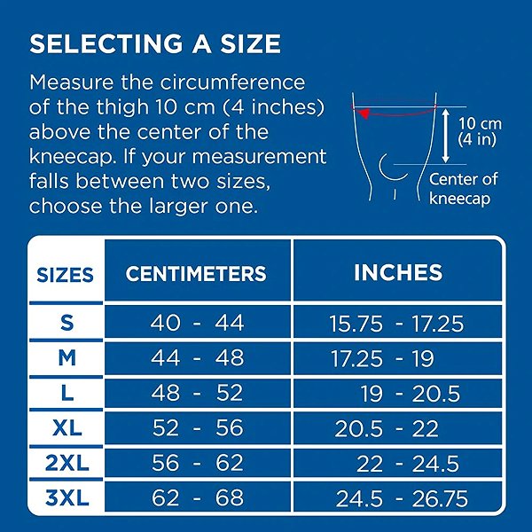 Ortézis ZAMST ZK-Protect Knee XL Mérettáblázat