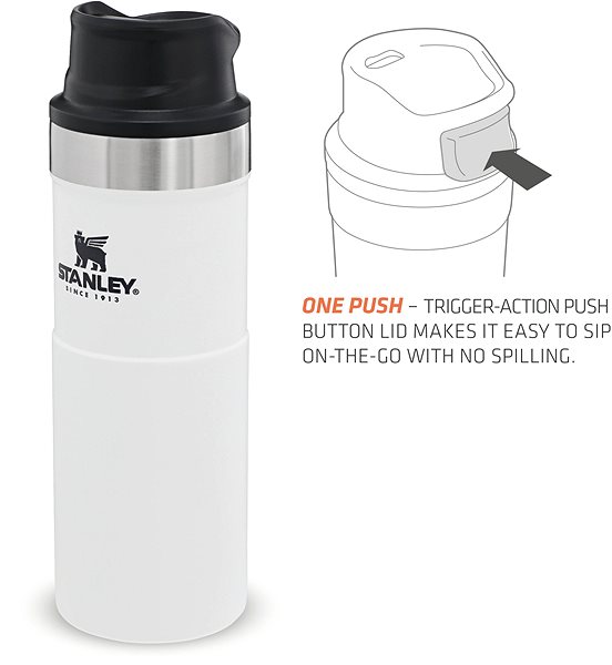 Thermal Mug STANLEY CLASSIC SERIES 2.0 Single-handed Thermos Mug, 470ml, Polar White Features/technology