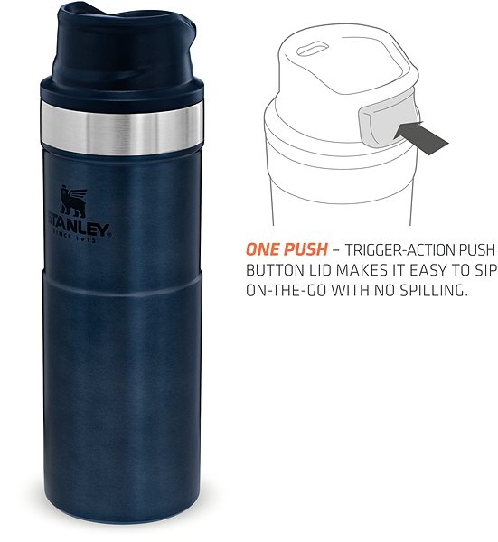 Thermal Mug STANLEY One-handed Thermos 470ml CLASSIC SERIES 2.0 Blue Features/technology