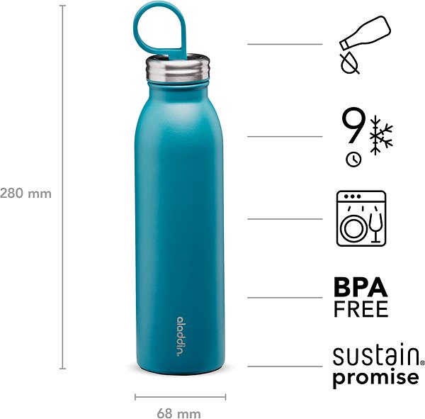Thermos ALADDIN Chilled Thermavac™ Vacuum Bottle 550ml Aqua Blue Technical draft