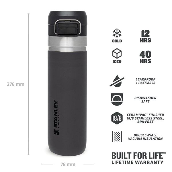 Thermos STANLEY GO FLIP Vacuum Bottle 700ml Dark Grey ...