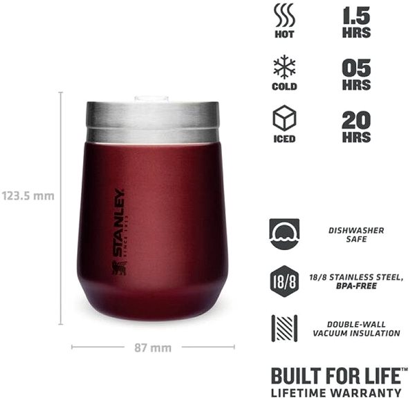 Thermal Mug STANLEY Adventure GO vacuum beverage cup 290 ml burgundy Technical draft