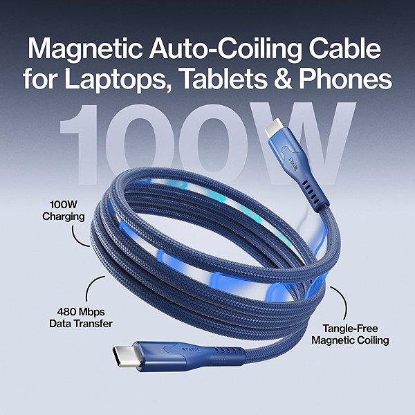 Data Cable Statik MagStack Magnetic USB-C Cable - Blue (1m) ...