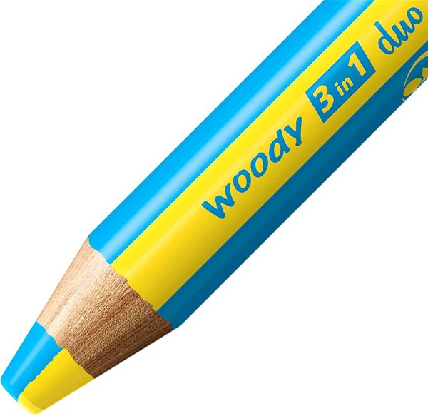 Buntstifte STABILO woody 3in1 duo - zweifarbige Tinte - gelb/azurblau ...