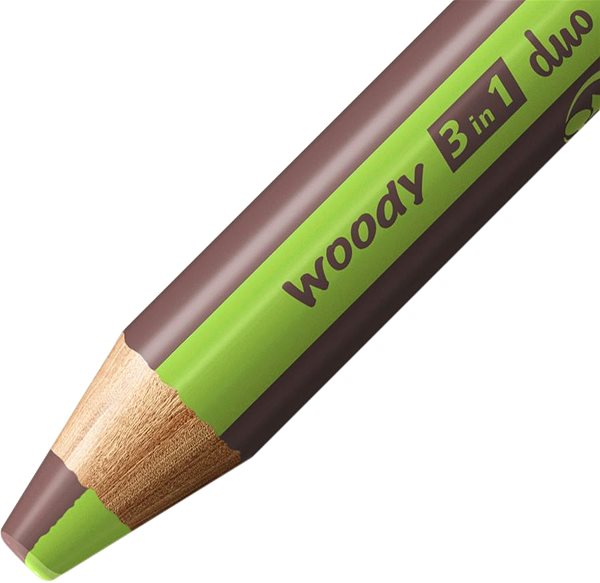 Színes ceruza STABILO woody 3in1 duo, dupla színű hegy, világoszöld/barna ...