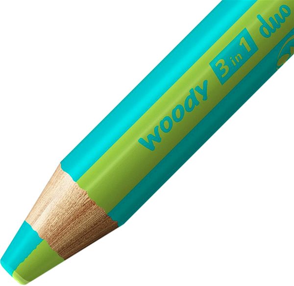 Színes ceruza STABILO woody 3in1 duo, dupla színű hegy, türkizkék/világoszöld ...
