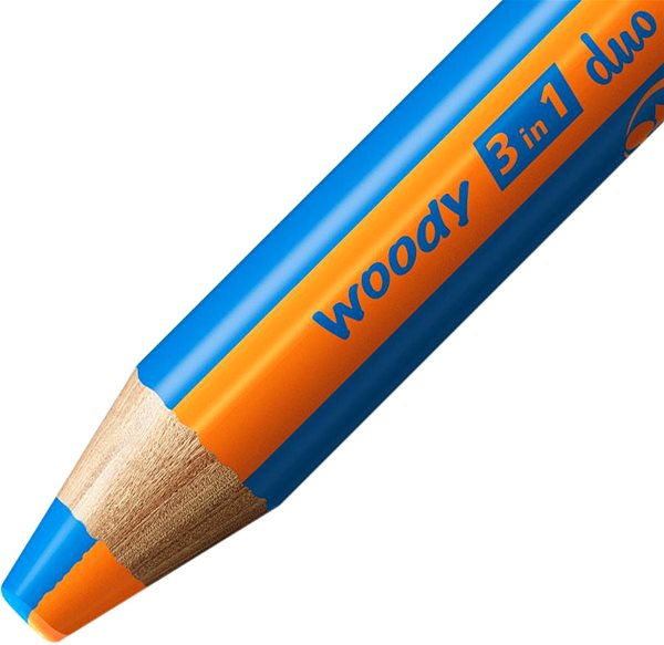 Pastelky STABILO woody 3 in 1 duo – dvojfarebná tuha – oranžová / stredne modrá ...
