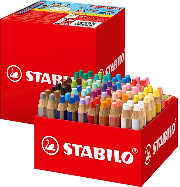 Buntstifte STABILO woody 3 in 1 - Box 76 Stück mit 4 Bleistiftspitzern (24 Farben) ...