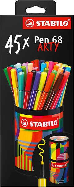 Fixky STABILO Pen 68 ARTY 45 farieb v plechovej dóze ...