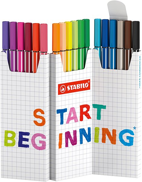 Filzstifte STABILO Pen 68 Zick-Zack Deskset, 18 Farben ...