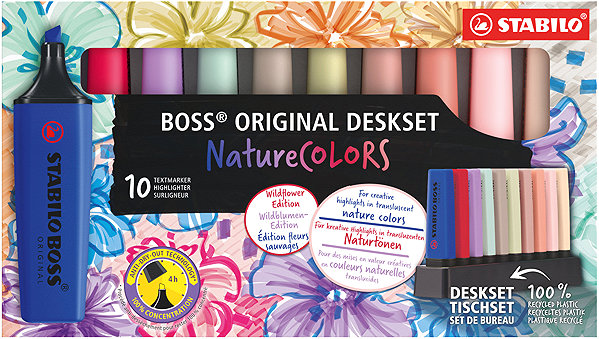 Zvýrazňovač STABILO BOSS ORIGINAL NatureCOLORS Wildflower – deskset 10 ks ...