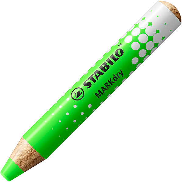 STABILO MARKdry Neon dry markers for whiteboard and flipchart, neon colours - set of 4 with sharpener and cloth.