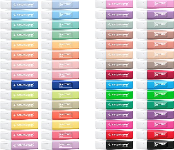 Textmarker STABILO BOSS ORIGINAL x PANTONE - 1x Schreibtisch-Set mit 30 Textmarkern - exklusive Design-Kooperat ...