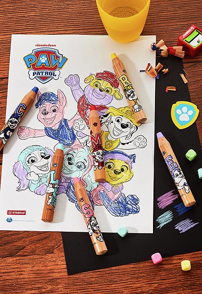 Coloured Pencils STABILO woody 3 in 1 PAW Patrol - Multitalented Pencil - 6 pcs Set Including Sharpener - with Prints ...