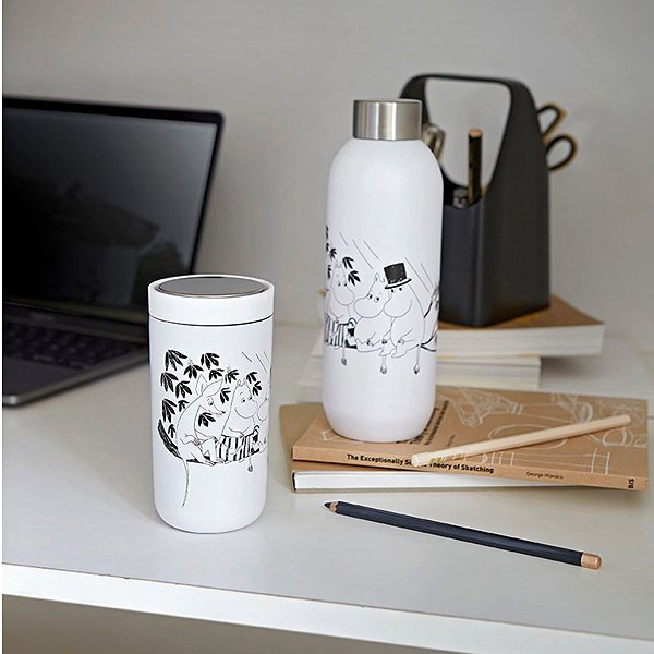 Thermos Stelton TO GO CLICK MOOMIN Travel Bottle 0,75 l matt white .