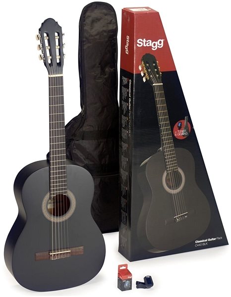 Klasická gitara Stagg C440 PACK M čierna, gitarová sada Obsah balenia