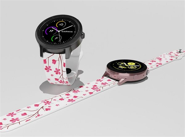 Remienok na hodinky Strapido vzorovaný na Quick release 20 mm, Sakura biely ...