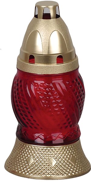 Candle Strend Pro Grave censer, red glass, gold colour .