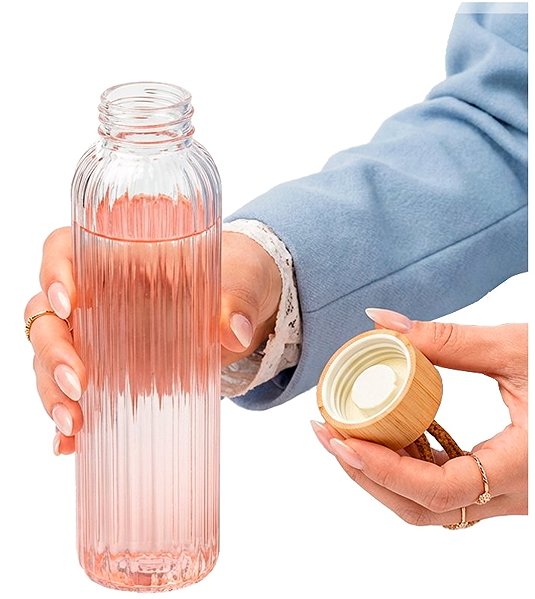 Trinkflasche DuraHome Glasflasche, HydroLine, 550 ml, rosa_4100 ...