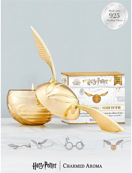 Sviečka Charmed Aroma Harry Potter Golden Snitch – Zlatonka 354 g + strieborný náhrdelník 1 ks ...