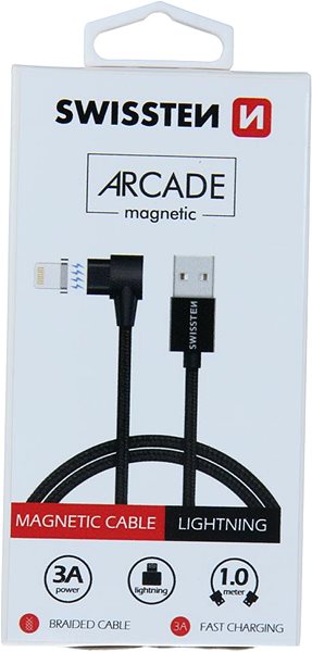 Dátový kábel Swissten Arcade magnetický textilný dátový kábel USB/Lightning 1,2 m čierny ...