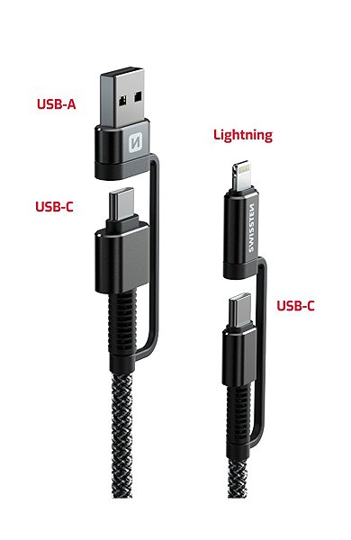 Data Cable Swissten Aramid Reinforced 4in1 3A 1.5m anthracite ...