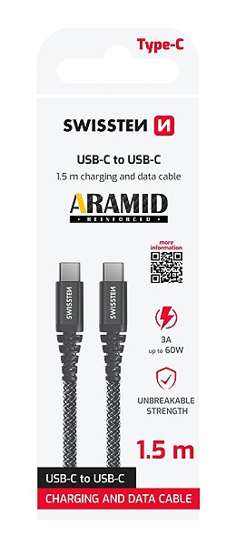 Data Cable Swissten Aramid Reinforced USB-C / USB-C 1.5m anthracite ...