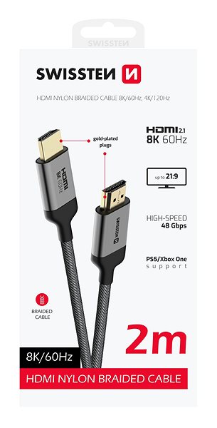 Video Cable Swissten HDMI to HDMI 8K 60Hz 2.0 m ...