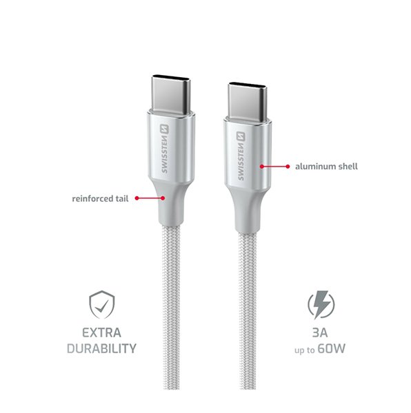 Data Cable Swissten Data Cable Textile II USB-C / USB-C 1.5m white ...