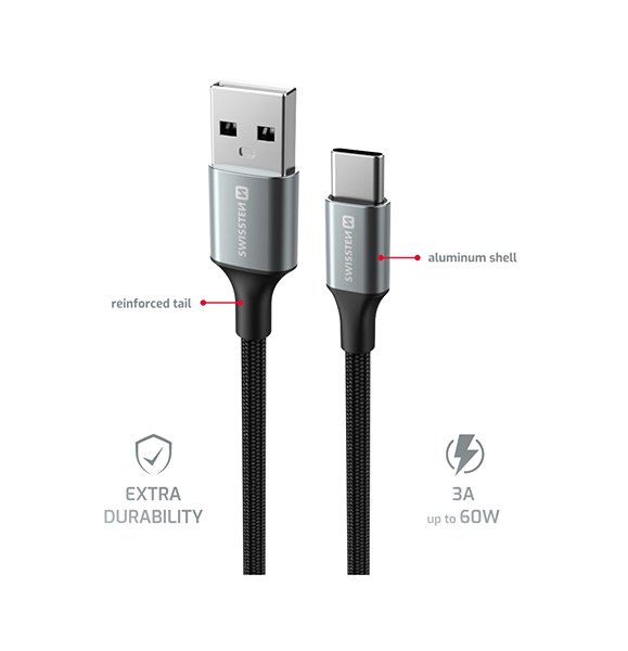 Data Cable Swissten Data Cable Textile II USB/USB-C 1.5m black ...