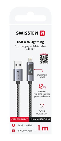 Data Cable Swissten LCD cable USB-A/Lightning 1m ...