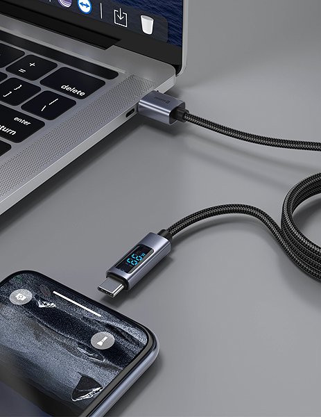 Data Cable Swissten LCD cable USB-A/USB-C 1m ...