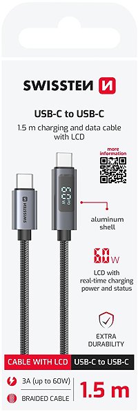Data Cable Swissten LCD cable USB-C/USB-C 1.5m ...