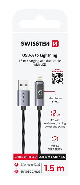 Data Cable Swissten LCD cable USB-A/Lightning 1.5m ...