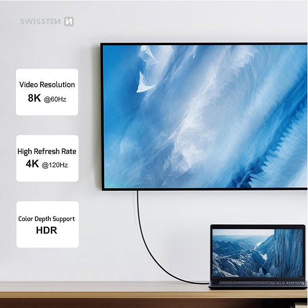 Data Cable Swissten Data Video Cable USB 4.0, USB-C, 240W, 0.5m black ...