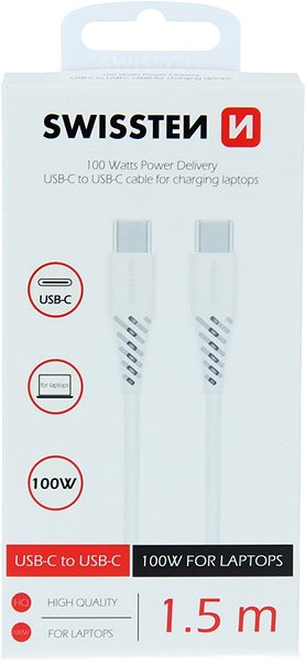 Datový kabel Swissten kabel USB-C/USB-C 100W 5A bílý Obal/krabička