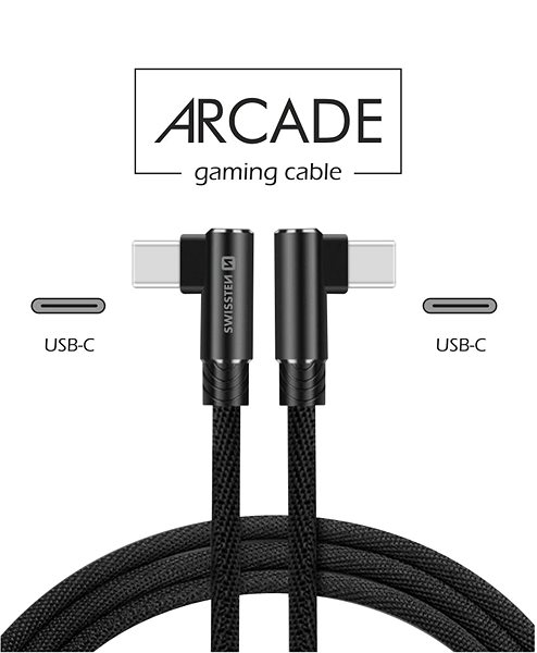Adatkábel Swissten Arcade USB-C to USB-C 1,2m, fekete ...