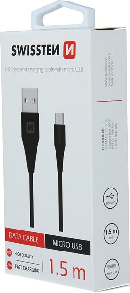 Adatkábel Swissten USB to microUSB - 1,5m, fekete ...