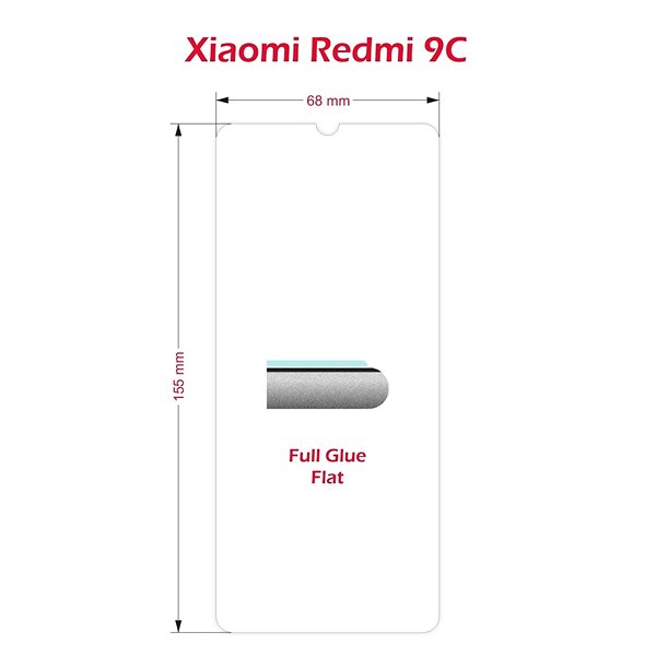 Ochranné sklo Swissten pre Xiaomi Redmi 9C čierne Technický nákres