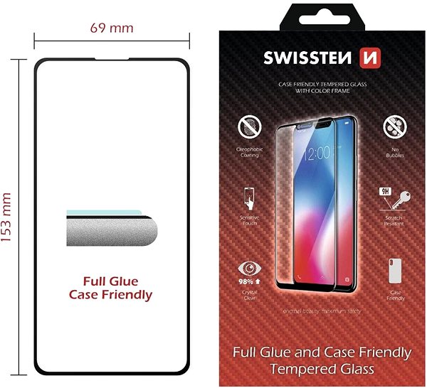 Üvegfólia Swissten Case Friendly Samsung Galaxy A51 üvegfólia - fekete Műszaki vázlat