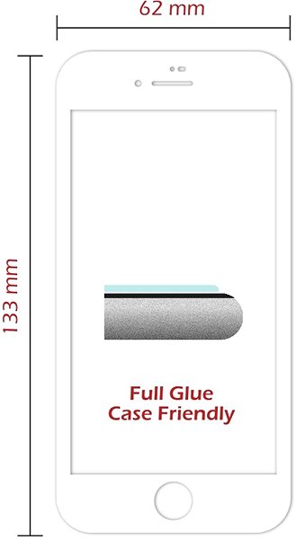 Glass Screen Protector Swissten Case Friendly for iPhone 7/8, White Technical draft