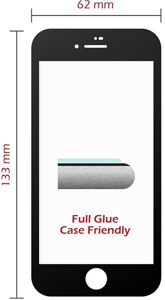 Glass Screen Protector Swissten Case Friendly for iPhone SE 2020, Black Technical draft