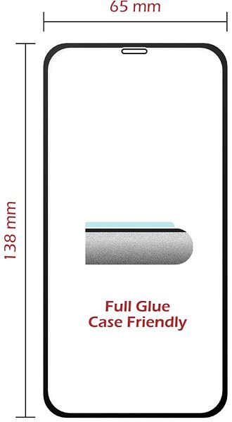 Glass Screen Protector Swissten Case Friendly for iPhone X/XS, Black Technical draft