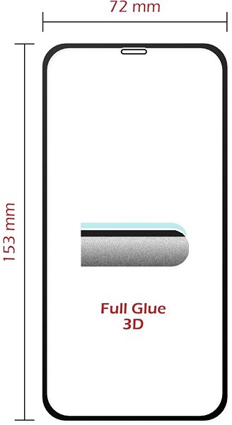 Üvegfólia Swissten Full Glue iPhone 11 PRO MAX 3D üvegfólia - fekete Műszaki vázlat