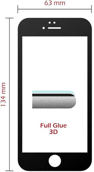 Glass Screen Protector Swissten 3D Full Glue for iPhone 6/6S, Black Technical draft