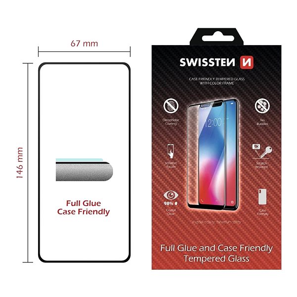 Glass Screen Protector Swissten Case Friendly for Samsung Galaxy S21 Black Technical draft