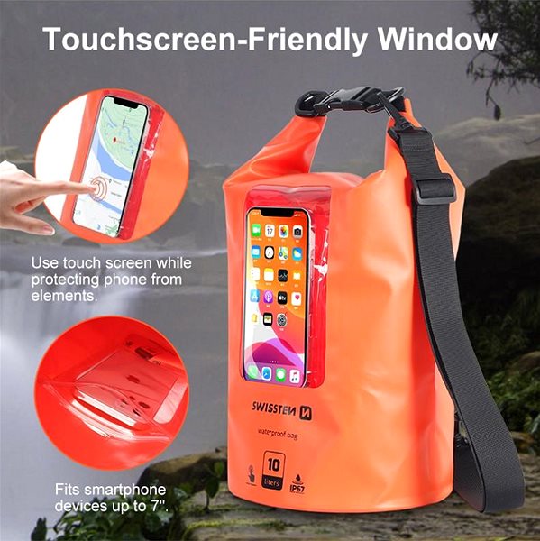 Puzdro na mobil Swissten Waterproof vodotesné puzdro oranžové (10 l) ...