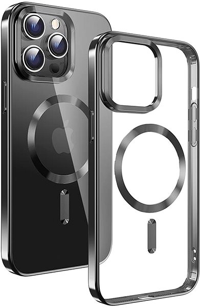 Kryt na mobil Swissten Clear Jelly MagStick Metallic pre iPhone 15 Plus čierne.